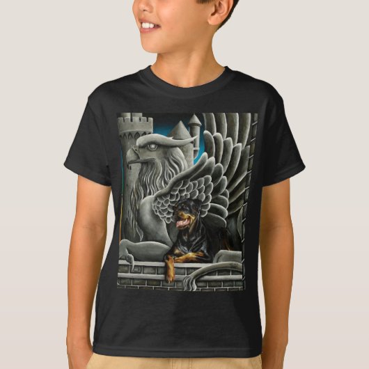 Rottweiler Dog Gargoyle Fantasy T-shirt (Voorkant)