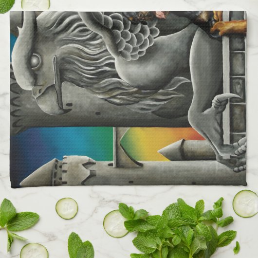 Rottweiler Dog Gargoyle Fantasy Theedoek (Gevouwen)