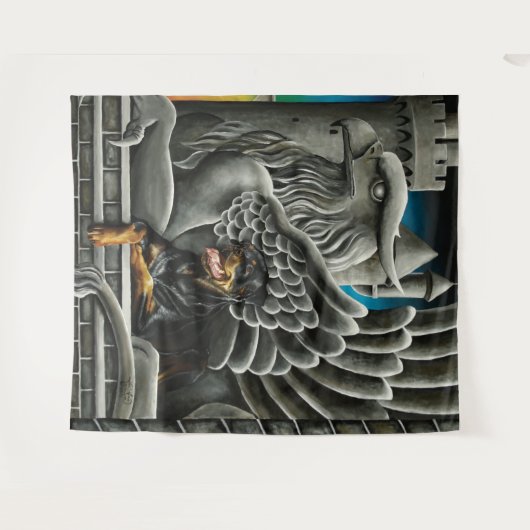 Rottweiler Dog Gargoyle Fantasy Wandkleed (Voorkant (horizontaal))