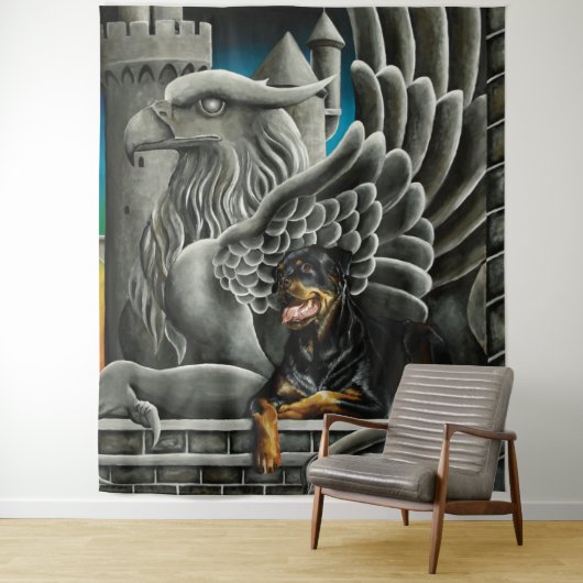 Rottweiler Dog Gargoyle Fantasy Wandkleed (In situ)