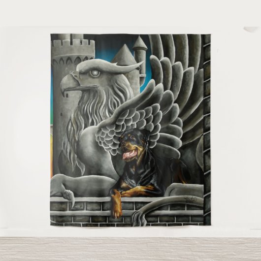 Rottweiler Dog Gargoyle Fantasy Wandkleed (Voorkant)