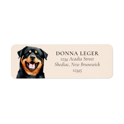 Rottweiler Dog gepersonaliseerd adres Etiket (Voorkant)