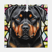 Rottweiler Dog "Glas in lood" Glas Ornament (Achterkant)