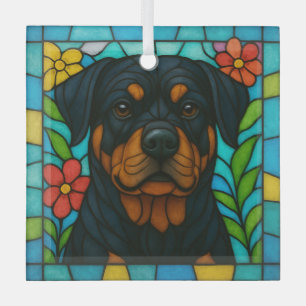 Rottweiler Dog "Glas in lood" Glas Ornament