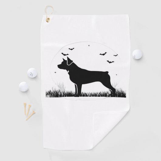 Rottweiler Dog – Halloween Moon Silhouette Oversiz Golfhanddoek (Insitu)