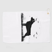 Rottweiler Dog – Halloween Moon Silhouette Oversiz Golfhanddoek (Horizontaal)