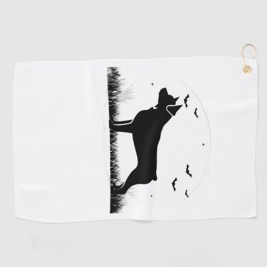 Rottweiler Dog – Halloween Moon Silhouette Oversiz Golfhanddoek (Horizontaal)