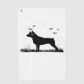 Rottweiler Dog – Halloween Moon Silhouette Oversiz Golfhanddoek (Voorkant)