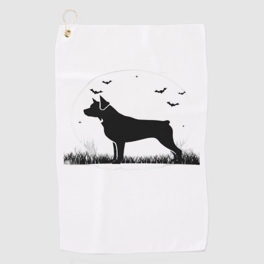 Rottweiler Dog – Halloween Moon Silhouette Oversiz Golfhanddoek (Voorkant)
