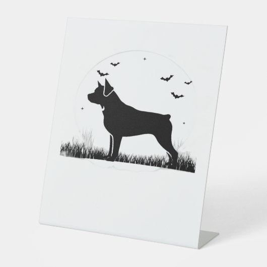 Rottweiler Dog – Halloween Moon Silhouette Oversiz Reclamebord Met Voetstuk (Voorkant)