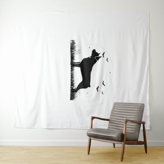 Rottweiler Dog – Halloween Moon Silhouette Oversiz Wandkleed (In Situ (horizontaal))