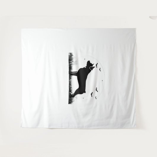 Rottweiler Dog – Halloween Moon Silhouette Oversiz Wandkleed (Voorkant (horizontaal))