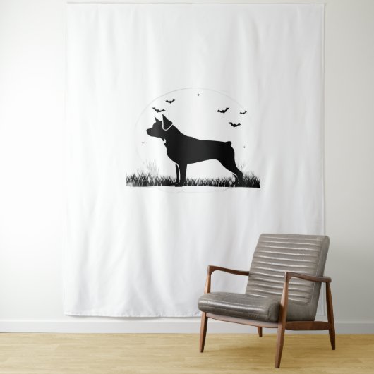 Rottweiler Dog – Halloween Moon Silhouette Oversiz Wandkleed (In situ)