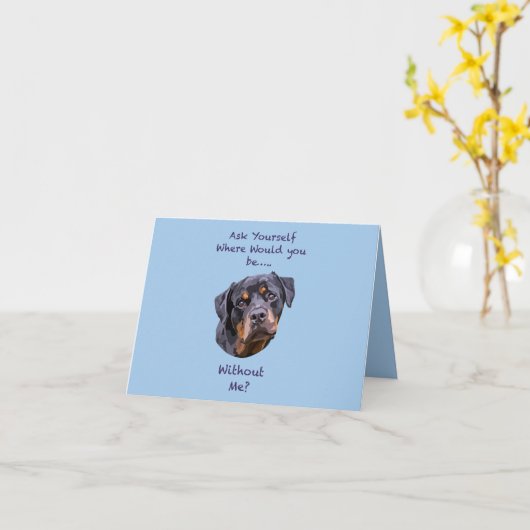 Rottweiler Dog Hand Drawn Digitale Kunst Schattig Kaart (Gele Bloem)