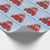 Rottweiler Dog in auto met kerstman Cadeaupapier (Hoek)