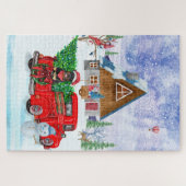 Rottweiler Dog in kerstcadeauwagen Legpuzzel (Horizontaal)