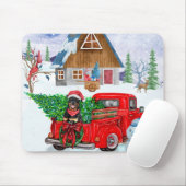 Rottweiler Dog in kerstcadeauwagen Muismat (Met muis)