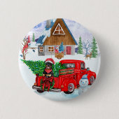 Rottweiler Dog in kerstcadeauwagen Ronde Button 5,7 Cm (Voorkant)