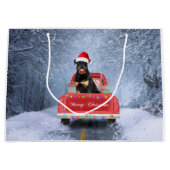 Rottweiler Dog in sneeuw, met kersttruck Groot Cadeauzakje (Voorkant)