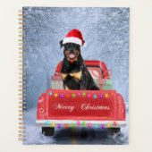 Rottweiler Dog in sneeuw, met kersttruck Planner (Voorkant)