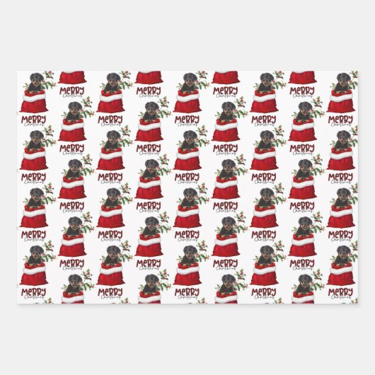 Rottweiler Dog in Vakbistenbag Inpakpapier Vel (Voorkant)