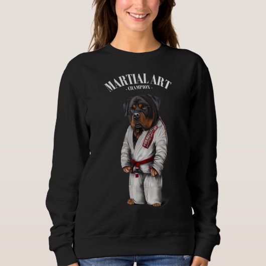 Rottweiler Dog Judo Karate Master in White Judogi Trui (Voorkant)