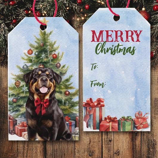 Rottweiler Dog-kerstboom Cadeaulabel