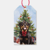 Rottweiler Dog-kerstboom Cadeaulabel (Voorkant)