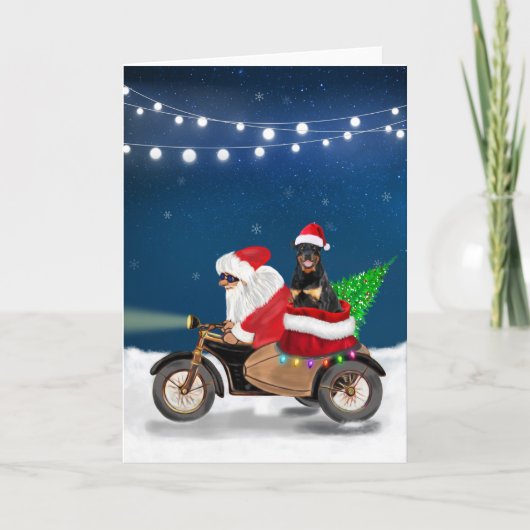 Rottweiler Dog Kerstkerstkerstman Kaart (Voorkant)