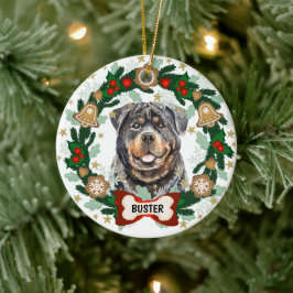 Rottweiler Dog Kerstmis Dog Cookie Wreath Keramisch Ornament