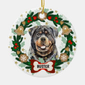 Rottweiler Dog Kerstmis Dog Cookie Wreath Keramisch Ornament (Voorkant)