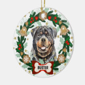 Rottweiler Dog Kerstmis Dog Cookie Wreath Keramisch Ornament (Links)