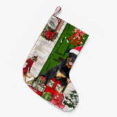 Rottweiler Dog Kerstmis Kleine Kerstsok (Voorkant (Hangend))