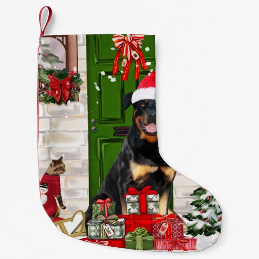 Rottweiler Dog Kerstmis Kleine Kerstsok (Voorkant)