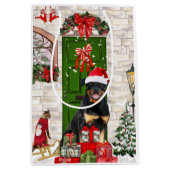 Rottweiler Dog Kerstmis Medium Cadeauzakje (Voorkant)