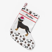 Rottweiler Dog Kerstmis met aangepaste honden-naam Kleine Kerstsok (Voorkant (Hangend))