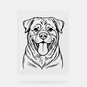 Rottweiler Dog Line Art – minimalistische kunstlij Acryl Bord