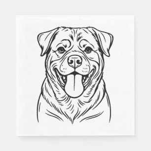 Rottweiler Dog Line Art – minimalistische kunstlij Servet