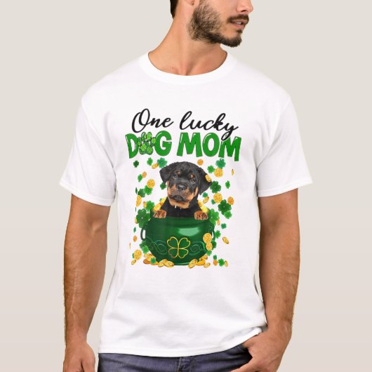 Rottweiler Dog Mam Irish Green Shamrock St Patrick T-shirt (Voorkant)