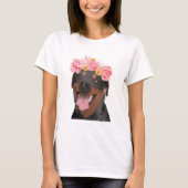 Rottweiler Dog met bloemkroon T-shirt (Voorkant)