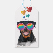 Rottweiler Dog met Hearts Valentijnsdag Cadeaulabel (Voorkant)
