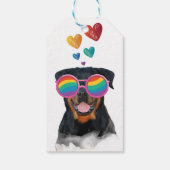 Rottweiler Dog met Hearts Valentijnsdag Cadeaulabel (Achterkant)