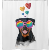 Rottweiler Dog met Hearts Valentijnsdag Douchegordijn (Voorkant)