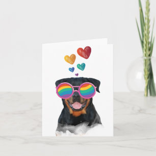 Rottweiler Dog met Hearts Valentijnsdag Kaart