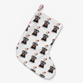 Rottweiler Dog met Hearts Valentijnsdag Kleine Kerstsok (Voorkant (Hangend))