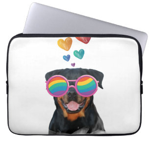 Rottweiler Dog met Hearts Valentijnsdag Laptop Sleeve