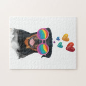 Rottweiler Dog met Hearts Valentijnsdag Legpuzzel (Horizontaal)