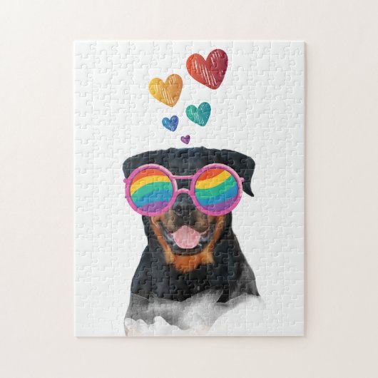 Rottweiler Dog met Hearts Valentijnsdag Legpuzzel (Verticaal)