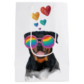 Rottweiler Dog met Hearts Valentijnsdag Medium Cadeauzakje (Achterkant)