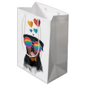 Rottweiler Dog met Hearts Valentijnsdag Medium Cadeauzakje (Achterkant Gekanteld)